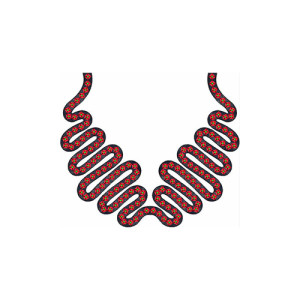 Nigeria Snakes Shape Neck Embroidery Design 21896