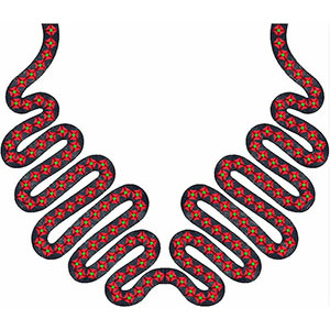 Nigeria Snakes Shape Neck Embroidery Design 21896