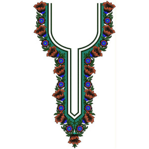 Attractive Party Wear Gown Neck Embroidery Design 21901