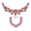 Floral Neckline Garland with Stylized Border Embroidery Design