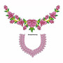 Floral Neckline Garland with Stylized Border Embroidery Design