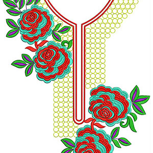 Heavy Roses Neck Embroidery Design 22844