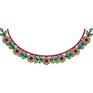 Mexican Puebla Neck Embroidery Design 22851