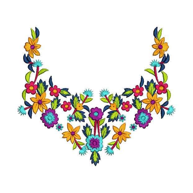 Traditional Folk Neck Embroidery Design