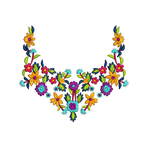 Traditional Folk Neck Embroidery Design
