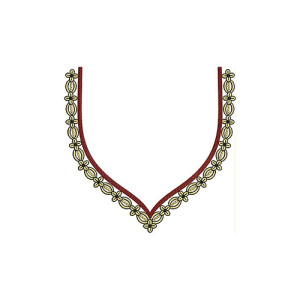 Neck Line Embroidery Designs With Rose Floral 23054