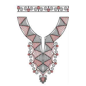 Neck & Sleeve Aari Stitch Style Flat Embroidery Design 23067