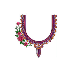 Flower Machine Embroidery Neck Design 23137