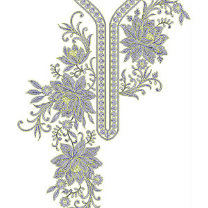 Floral Neck Chain Stitch Embroidery Design 23285