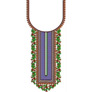 Colorful Flower Neck Embroidery Design 23368