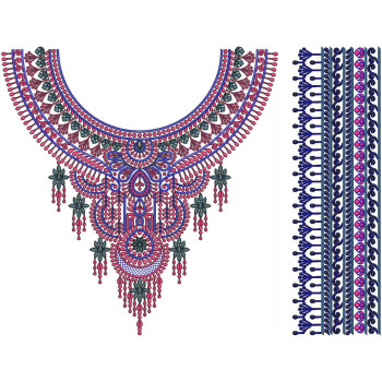 Round Shape Neck Embroidery Design