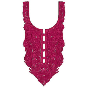 Ornate Paisley Floral Neckline Embroidery Design