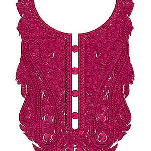 Ornate Paisley Floral Neckline Embroidery Design