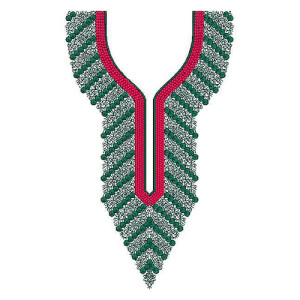 Circles Line With Pink Border Neck Embroidery Design