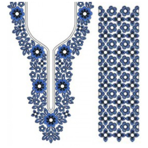 Big Flower With Leaf Neck Embroidery Design