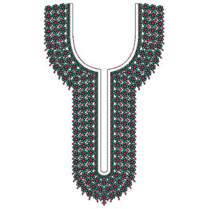 Round Shape Neck With Bunch Of Flower Design