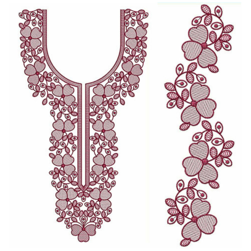 Simple Neck Design With Little Bunch Of Leaf