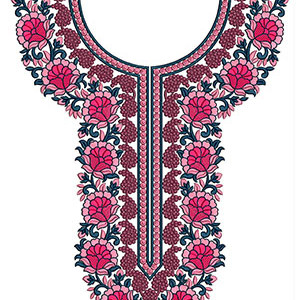 Big Flower And Mango In Neck Design