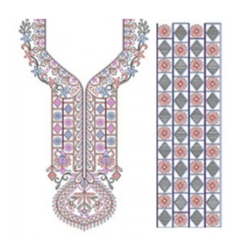 Colorful Chain Stitch Neck Embroidery Design