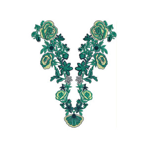 Wild Plant Neck Embroidery Design 23810