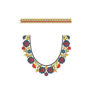 Fascinate Big Flower Neck And Sleeve Embroidery Design