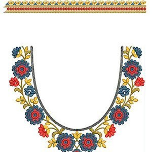 Fascinate Big Flower Neck And Sleeve Embroidery Design