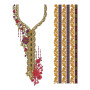 Ornate Floral Neckline and Border Embroidery Design