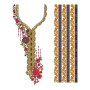 Ornate Floral Neckline and Border Embroidery Design