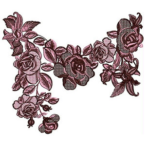 Winsome Rose Flower Neck Embroidery Design 23913