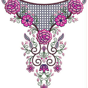 Boat Neck Embroidery Design 23939