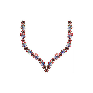 Little Flowers Neck Line Design In Embroidery