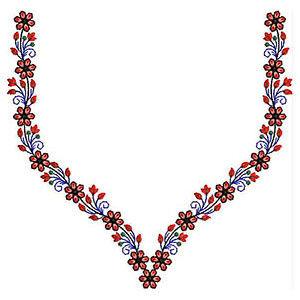 Little Flowers Neck Line Design In Embroidery