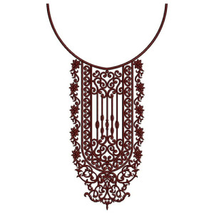 Ornate Baroque Scroll Neckline Embroidery Design