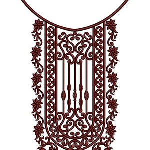 Ornate Baroque Scroll Neckline Embroidery Design