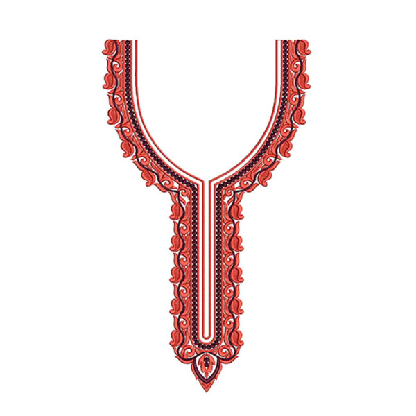 Ornate Floral Scroll Neckline Embroidery Design