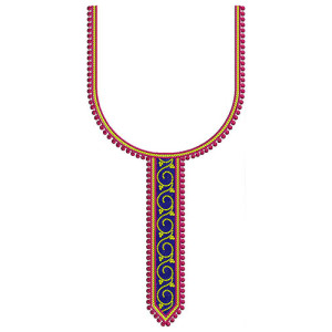 Spiral Out Line Neck In Embroidery Design