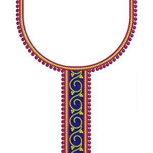 Spiral Out Line Neck In Embroidery Design