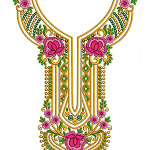 Opulent Floral Neckline Emblem Embroidery Design