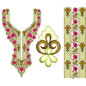 Ornate Floral Garment Embellishment Embroidery Design