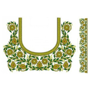 Leaf Vine With Flower Neck Embroidery Design