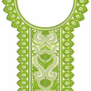 Symmetrical Paisley Scroll Yoke Embroidery Design