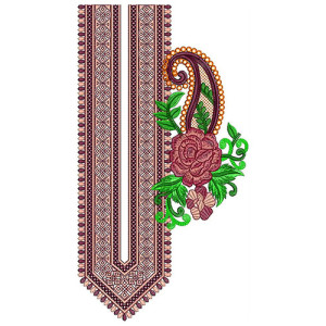 Gratifying Spiral Line Neck Embroidery Design