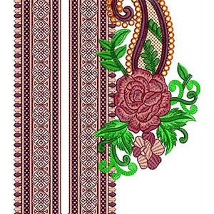 Gratifying Spiral Line Neck Embroidery Design