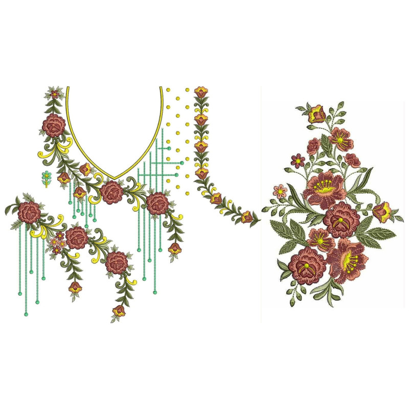 Congenial Neck Embroidery Design