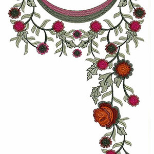 Rose Flowers Neck Embroidery Design