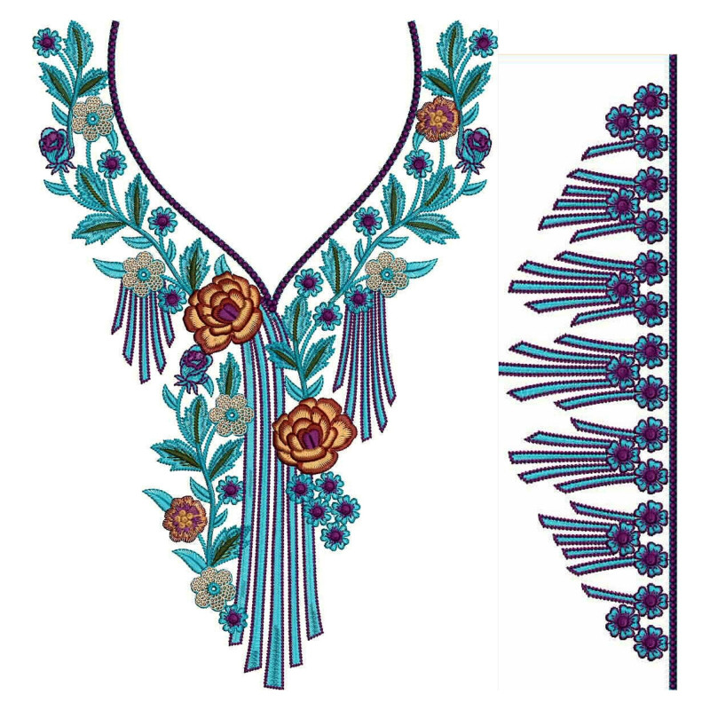 Engrossing Neck With Aerial Roots Embroidery Design