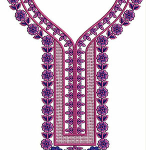 Lavender Cosmos Flowers Neck Embroidery Design