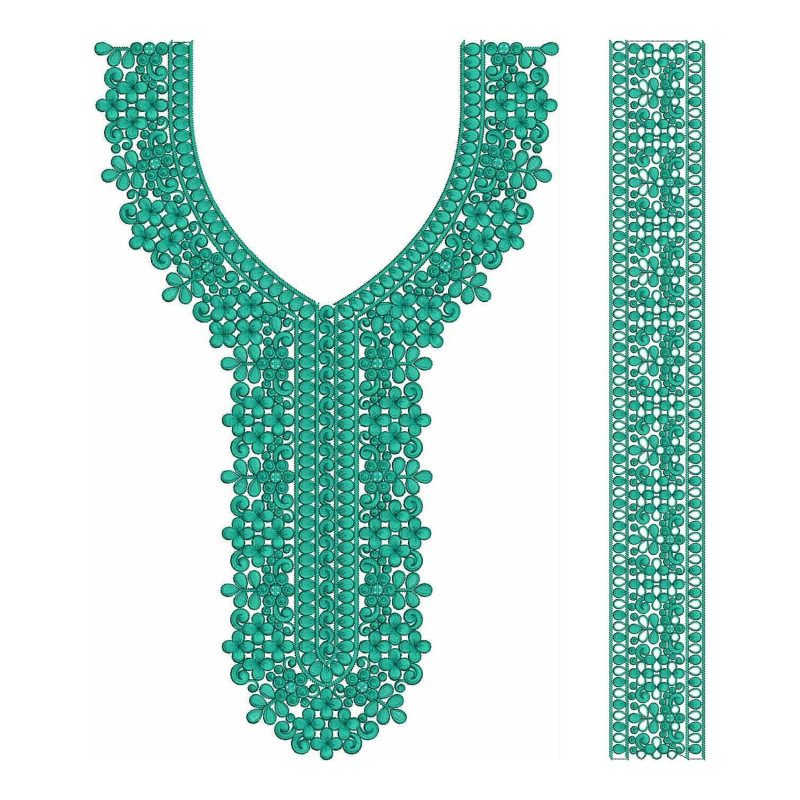 Spiral Lined Simple Neck Embroidery Design
