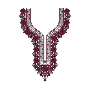 Single Colored Flowery Embroidery Design