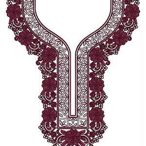 Single Colored Flowery Embroidery Design